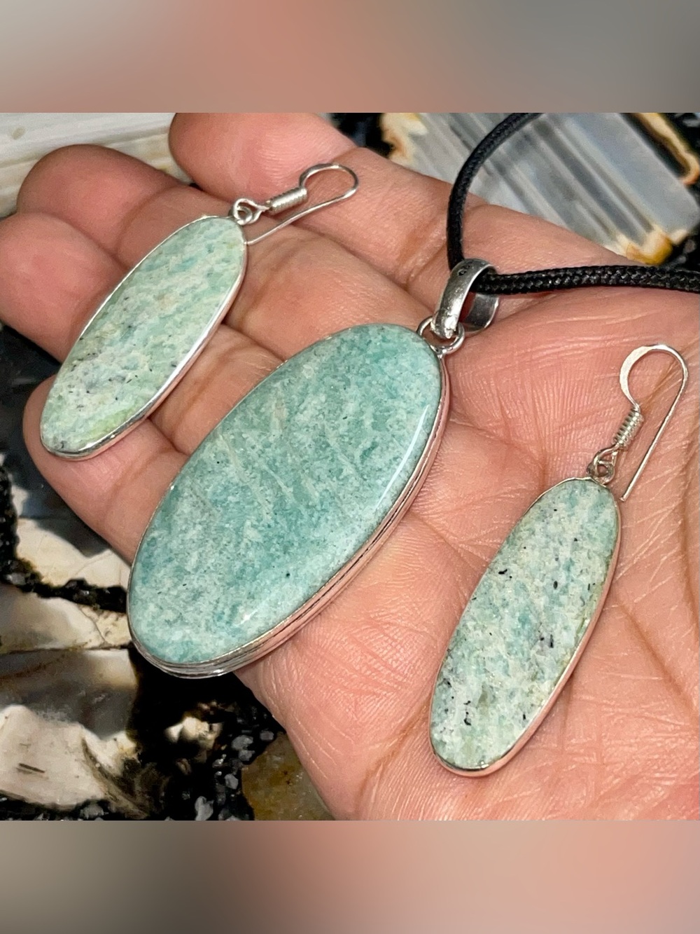 Amazonite Pendant & Earrings Set - The Peacemaker Stone